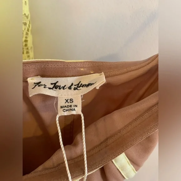 NWT For Love and Lemons Yellow Tati Lace Dress - Picture 4 of 7